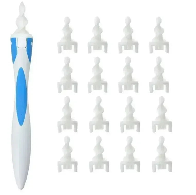 Silicone Spiral Ear Wax Cleaner Kit – 16 Tips | Safe Removal