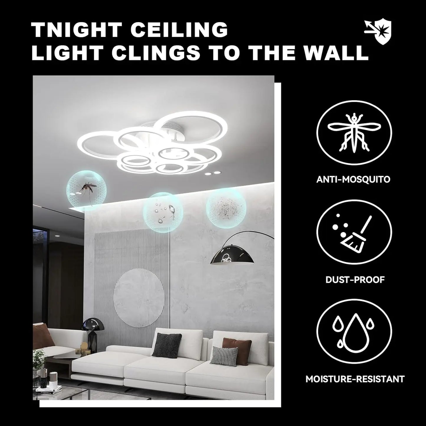 Modern LED Ring Ceiling Light Dimmable 2800K–7000K + Remote