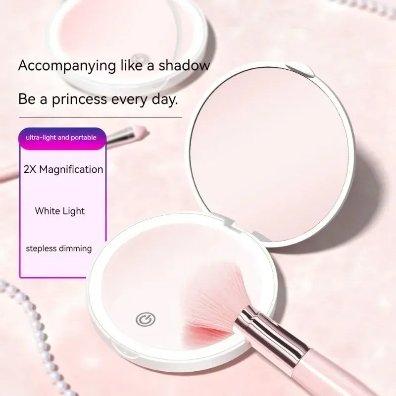 Portable Foldable LED Compact Makeup Mirror with Magnifying