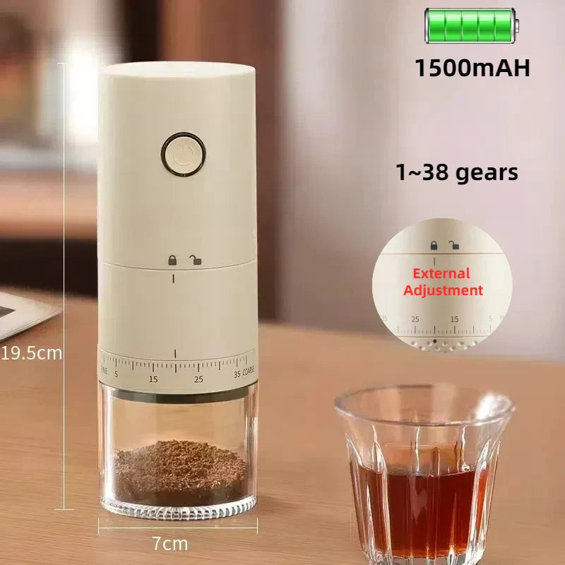 URGGU USB Coffee Bean Grinder – 38 Gears, 2000mAh Portable