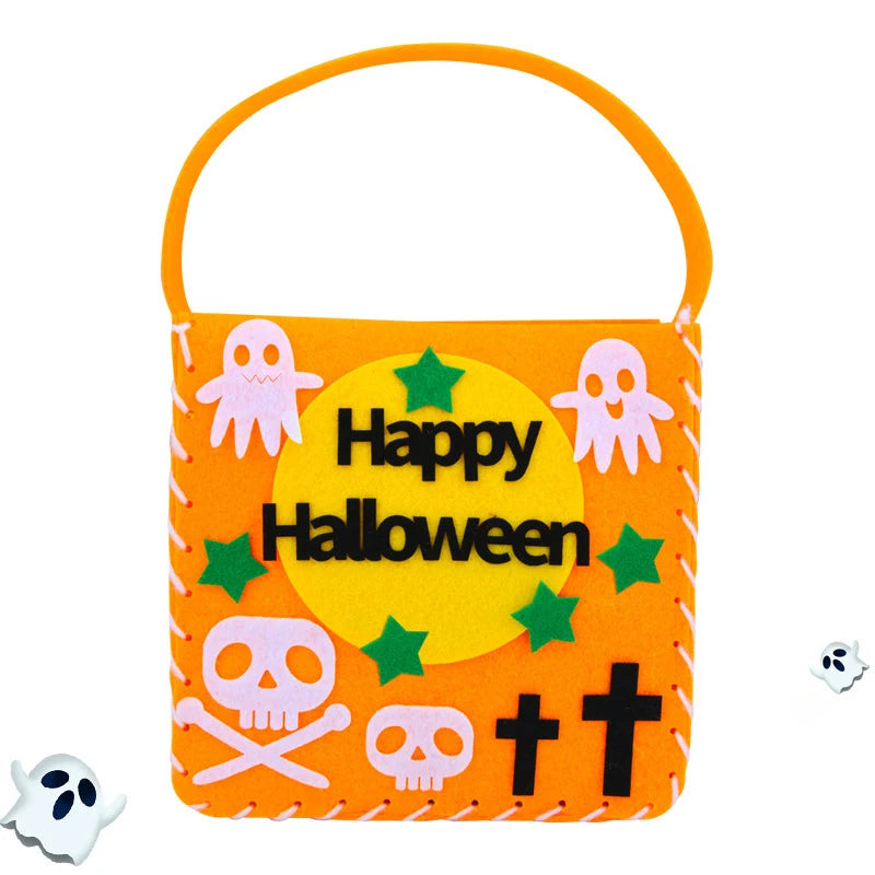 Hand Sewn Halloween Trick Supports Tote Bags Kids DIY Crafts Kits