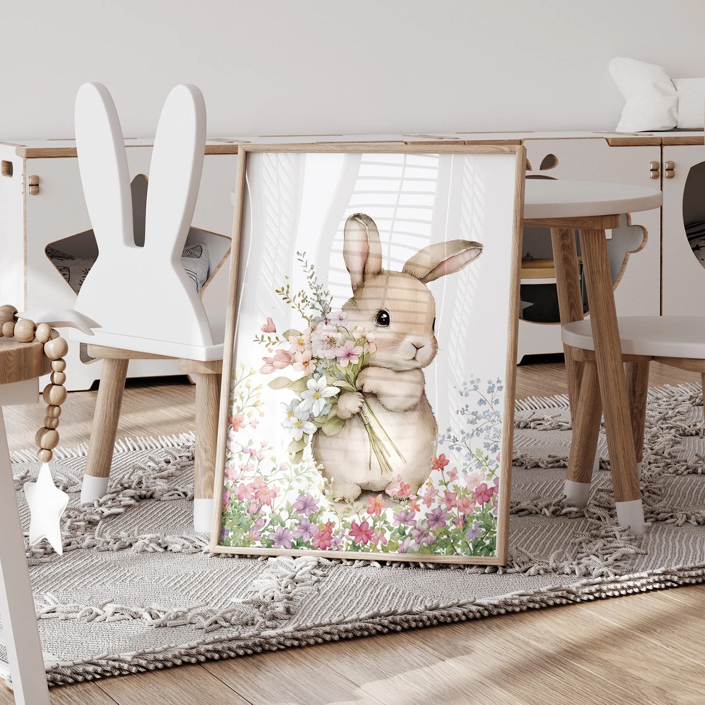 Personalized Butterfly Rabbit 3-Piece Canvas Wall Art | Kids Room