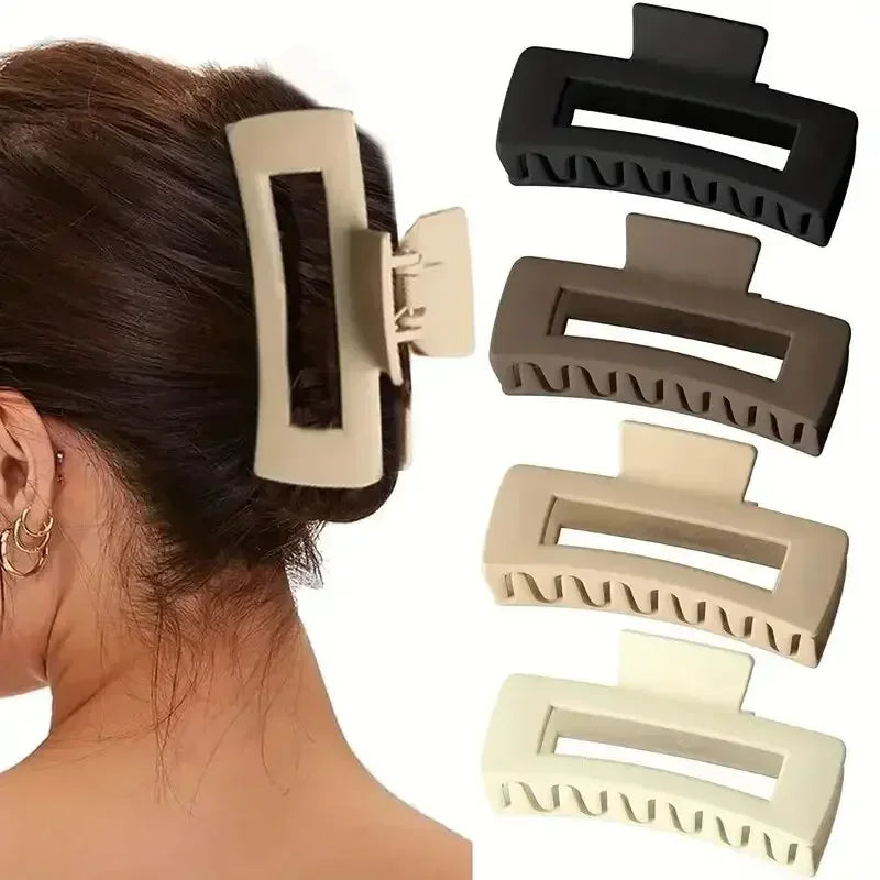 4-Pack Large Black Hair Claw Clips – Shark Claw Barrettes