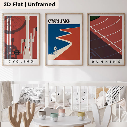 3-Piece Cartoon Red Runway Canvas Wall Art | Kids Room Décor Canvas Wall Art Set Peaceful Pleasures Health and Wellness CH191-3pcs 40x60cm Unframed