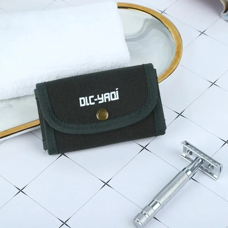 2026 YAQI Men's Travel Bag Pouch Dark Green Safety Razor Shaving Accessories Peaceful Pleasures Health and Wellness