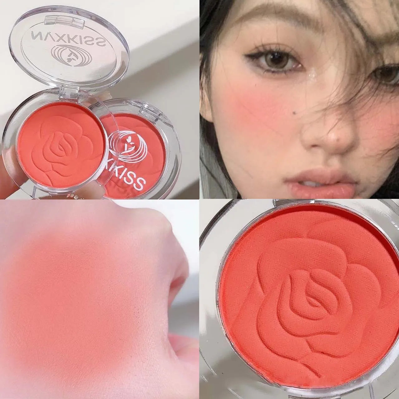 ZYXUAQIR Matte Powder Blush – Peach Pink Natural Finish