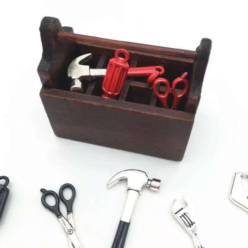 Dollhouse Mini Stuff Alloy Tool Miniature Items Toys Model ToolBox 1:12 Dolls House Furniture Accessories Decor Service Kit Peaceful Pleasures Health and Wellness red set