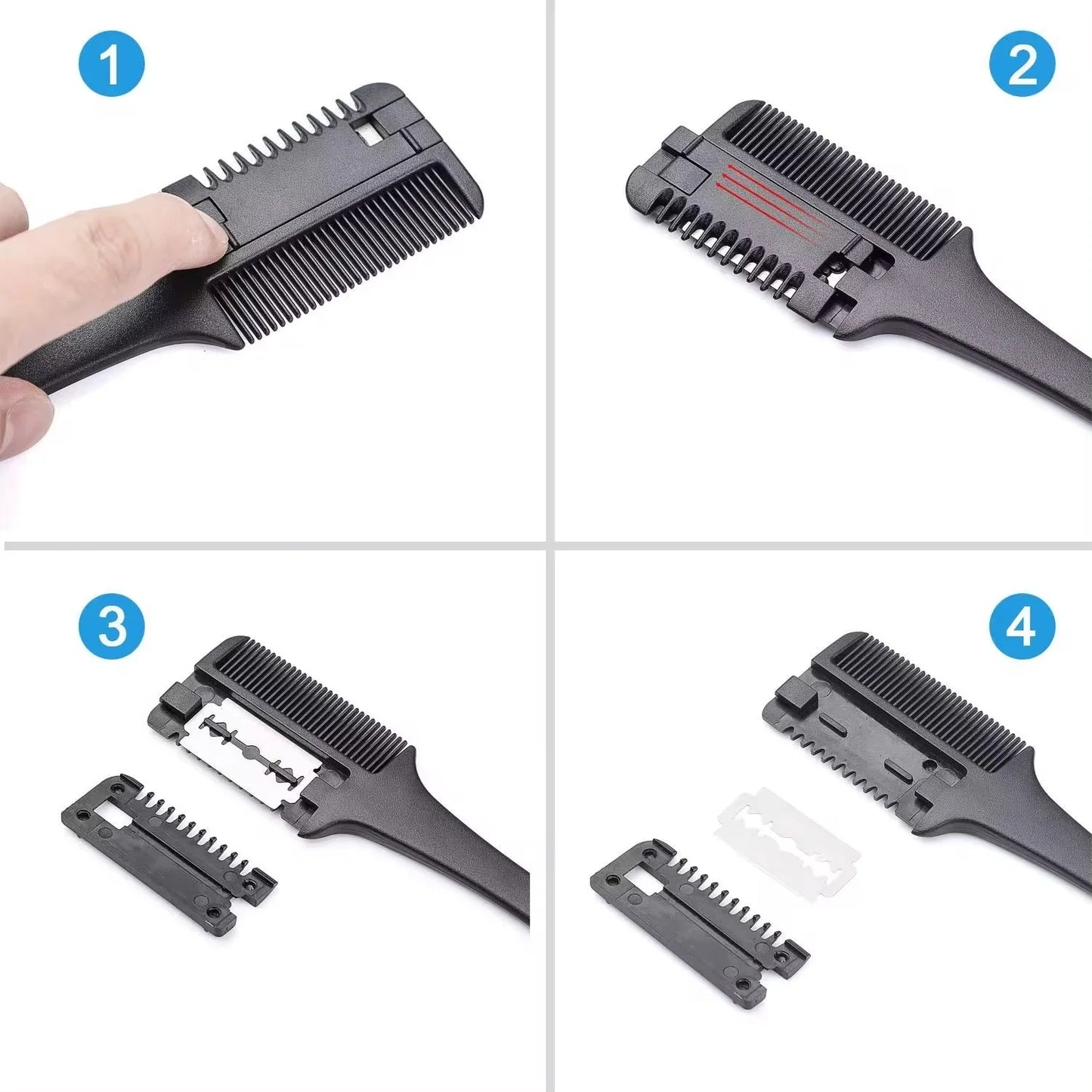 Salon Old-fashioned Portable Hair Thinning Comb Hair Clipper Stainless Steel Double Edge Blade Home Use Self Cutting Tools Peaceful Pleasures Health and Wellness