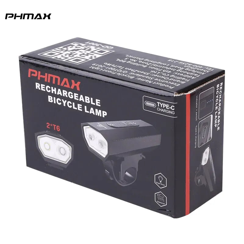 PHMAX LED Bike Headlight 6 Modes Rechargeable – IPX5 Waterproof