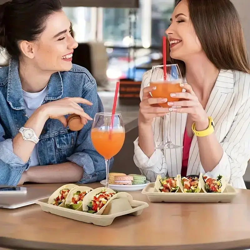 20-Pack Disposable 3-Compartment Taco Plates | Eco Tray Holder