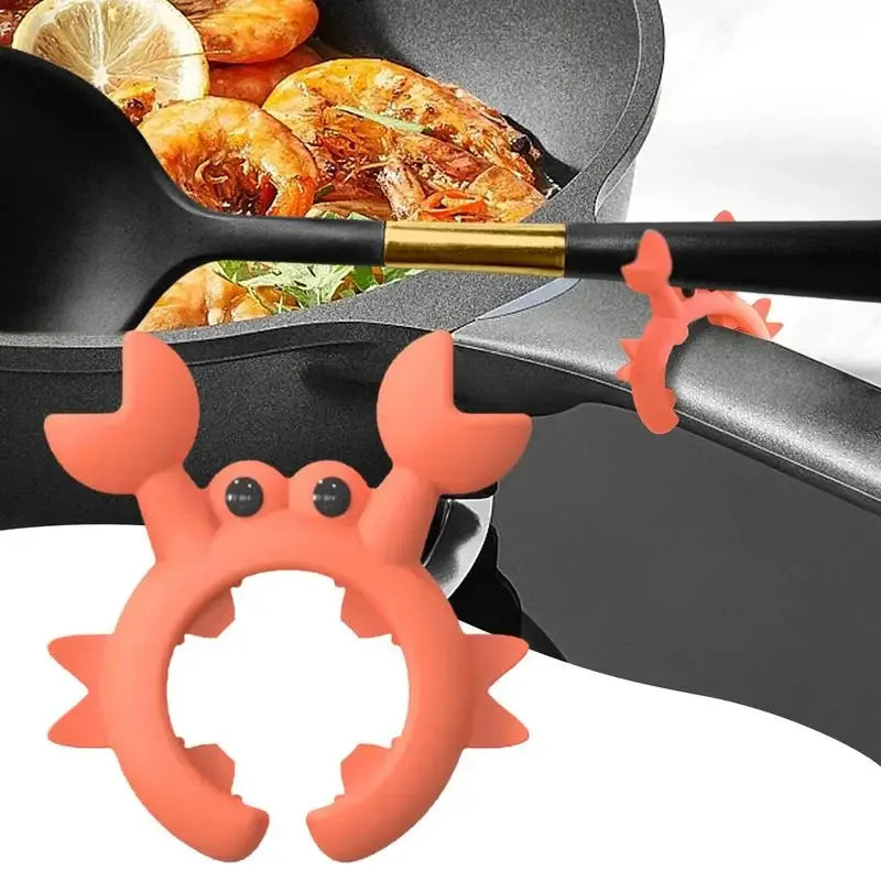 Utensil Rest Crab Shaped Silicone Utensil Rest Countertop Ladle Holder Anti-Overflow Stove Top Spatula Holder Kitchen Gadget Peaceful Pleasures Health and Wellness