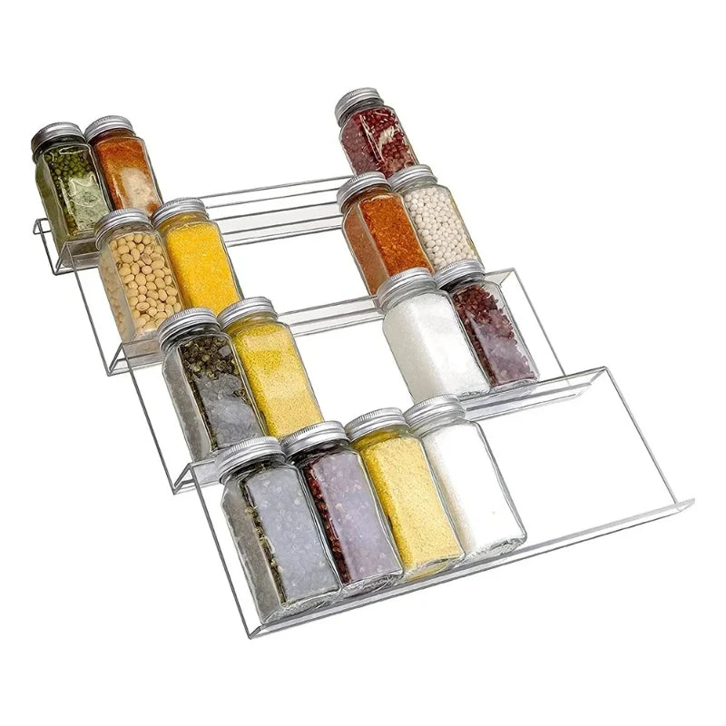 Adjustable Acrylic Spice Rack Organizer | Cabinet Drawer Tray