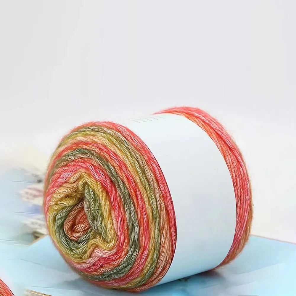 Pure Cotton Rainbow Crochet Thread Ten-Quarter Cake Weaving Yarn Long Gradient Dyeing for Crafting Peaceful Pleasures Health and Wellness