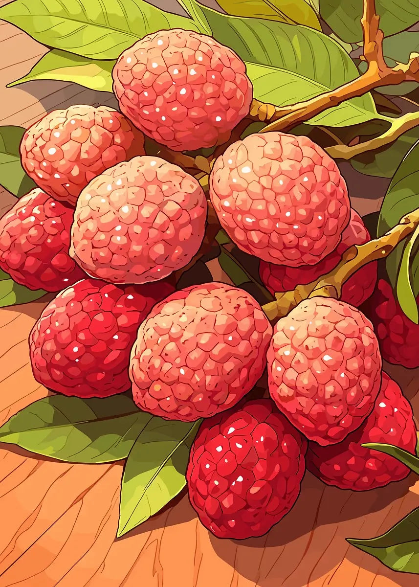 Colourful Fruit Still Life Illustration Poster Banana Strawberry Lemon Lychee Canvas Painting Wall Art for Fruit Shop Home Decor Peaceful Pleasures Health and Wellness 11 20x30cm