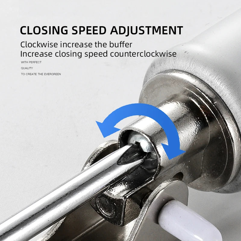 Automatic Soft Close Door Closer | 90° Adjustable Buffer Stop Peaceful Pleasures Health and Wellness