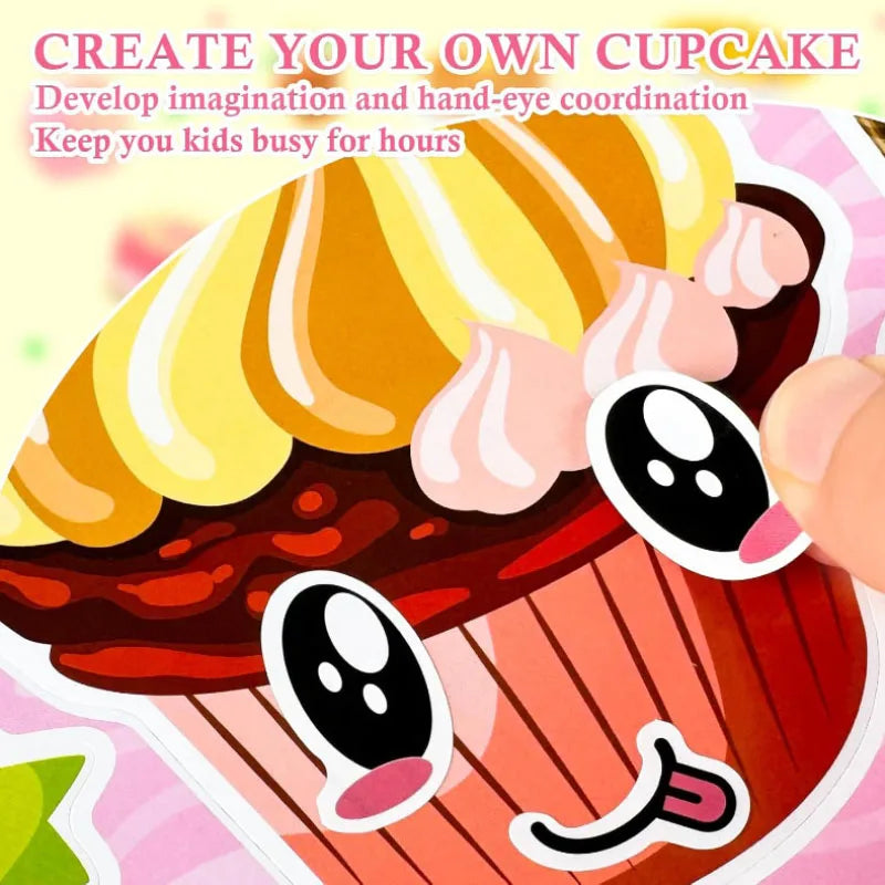 Creative Cupcake Make Face Stickers Sheets Kids Children Toddlers