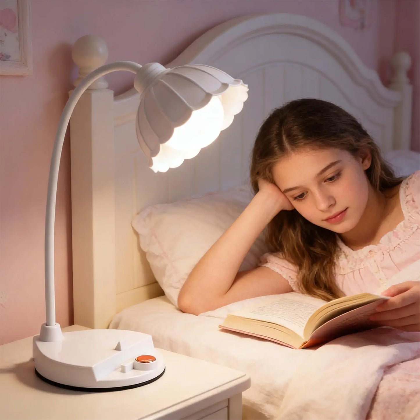 Cute Flower Desk Lamp – Rechargeable Dimmable LED Table Lamp
