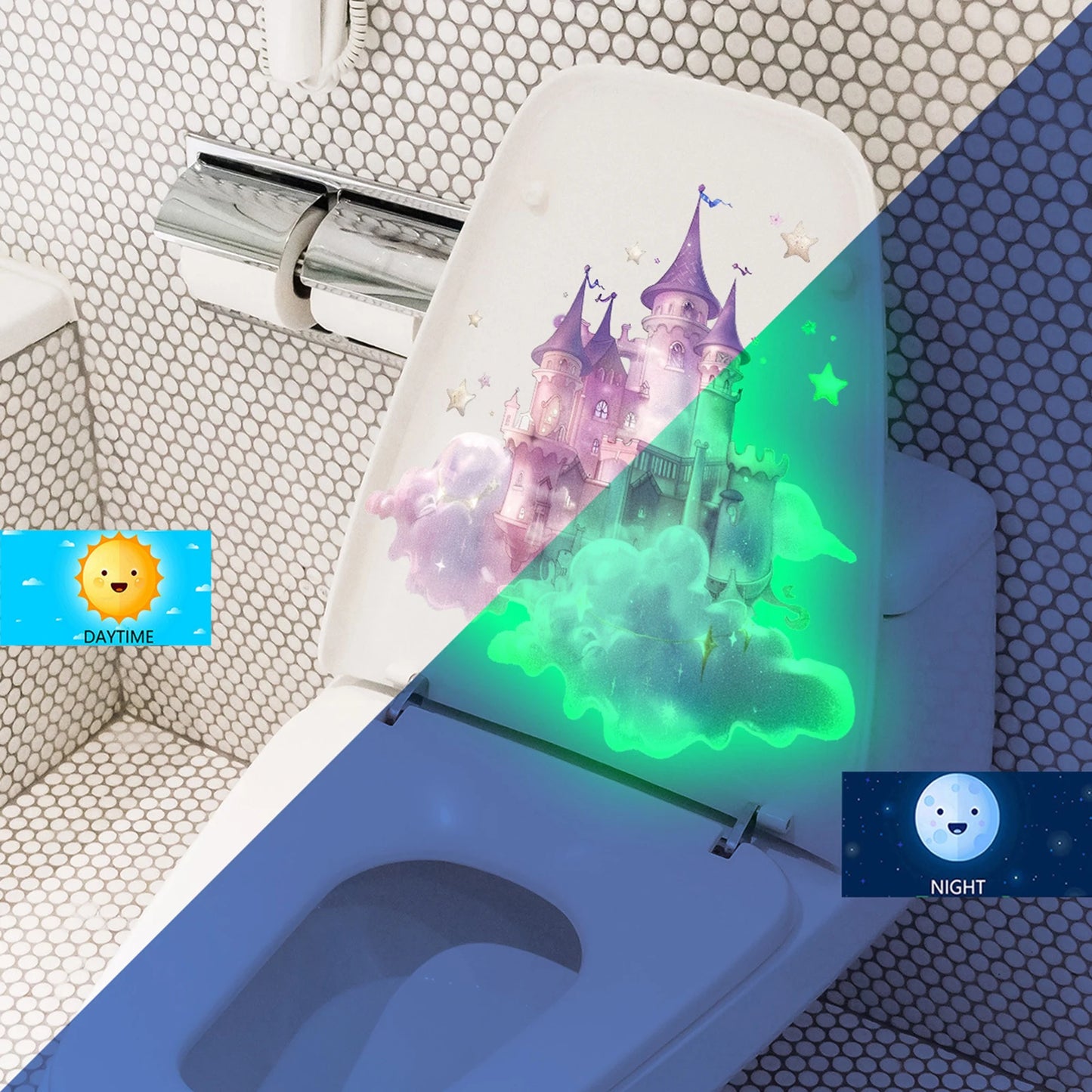 Glow-in-the-Dark Animal Toilet Sticker | Fun Bathroom PVC Decal Bathroom Decal Sticker Peaceful Pleasures Health and Wellness