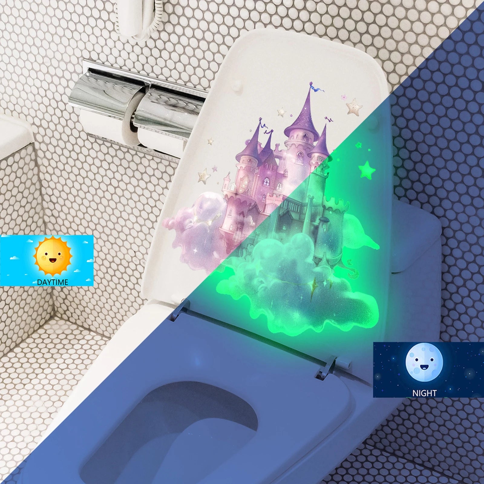 Glow-in-the-Dark Animal Toilet Sticker | Fun Bathroom PVC Decal Bathroom Decal Sticker Peaceful Pleasures Health and Wellness
