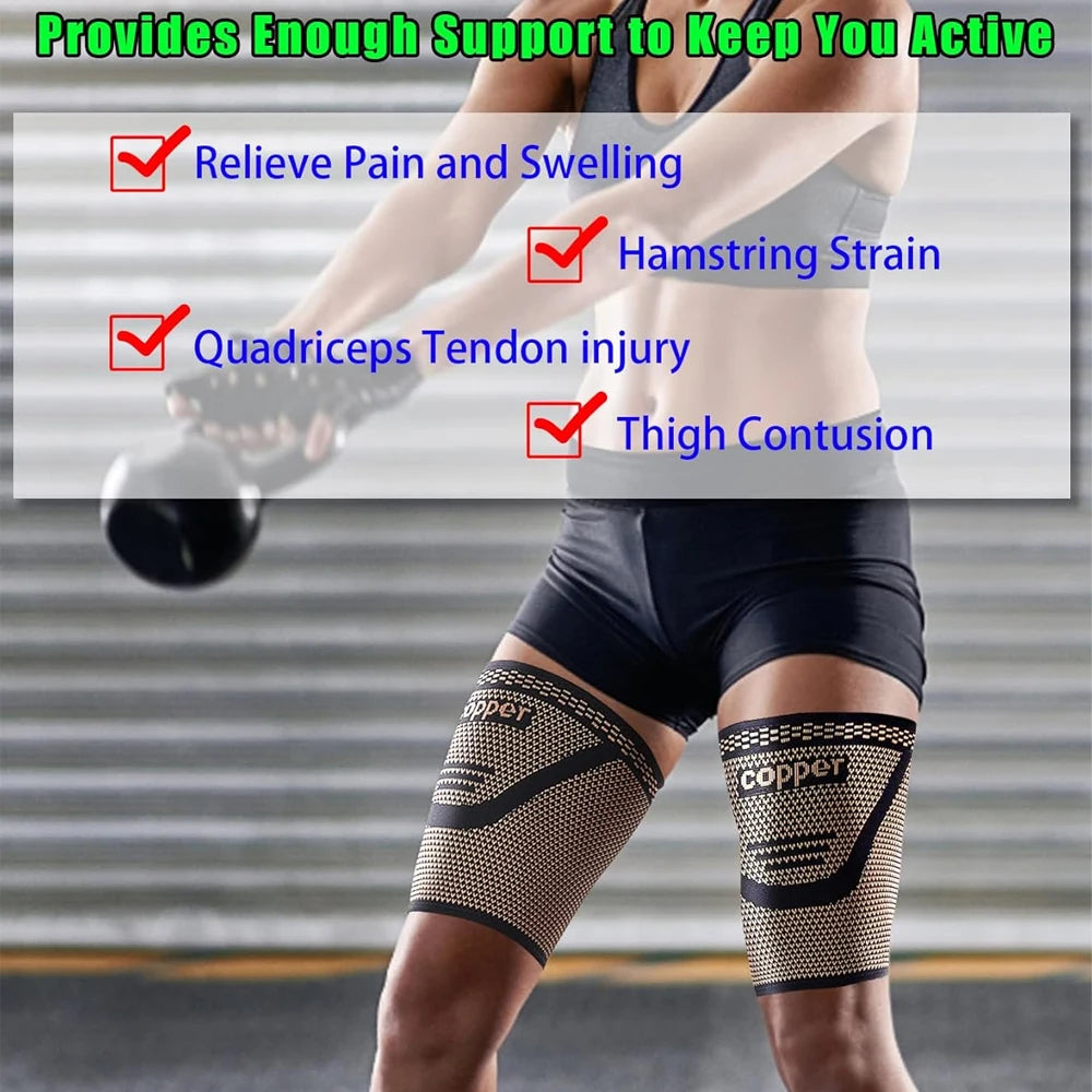 1PCS Hamstring Compression Sleeve -Copper Thigh Compression Sleeve for Women Men-Thigh Braces for Quad Supports,Groin ,Running Peaceful Pleasures Health and Wellness