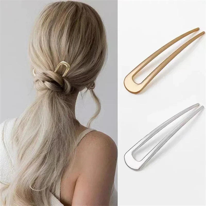 U-shaped Hairpin Fashionable Simple Metal Bun Hair Accessory Exquisite Elegant and Modern High-end Hairpin Hair Accessory New Peaceful Pleasures Health and Wellness