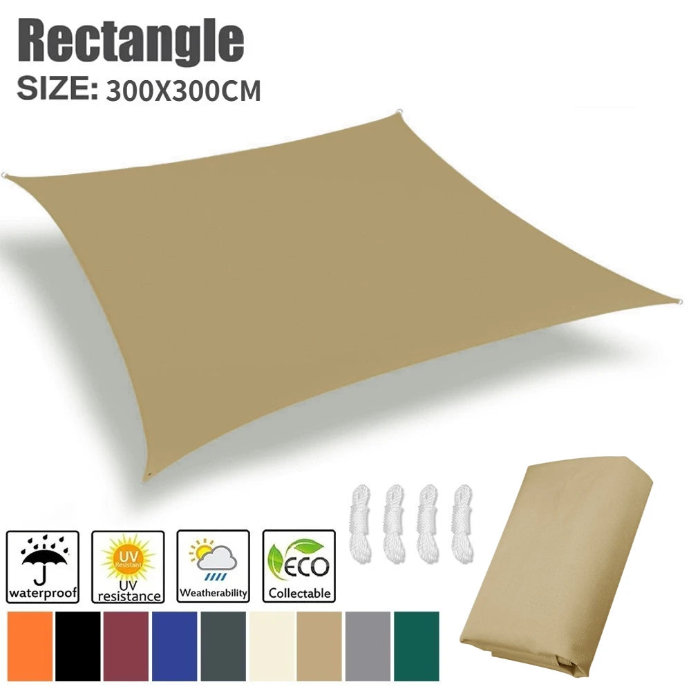 Rectangle Sun Shade Sail 98% UV Block Waterproof Outdoor Canopy