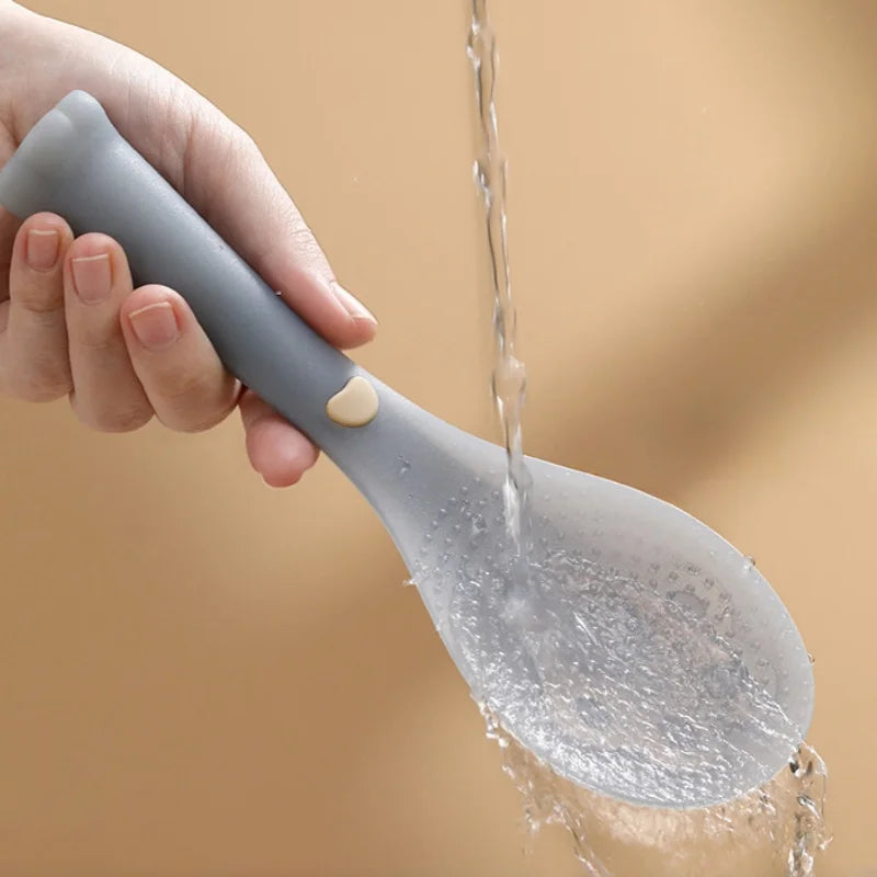 Vertical Silicone Rice Spoon Food Grade Safe Non Stick Rice Scoop Electric Cooker Heat Resistant Soft Comfortable Grip Durable Peaceful Pleasures Health and Wellness