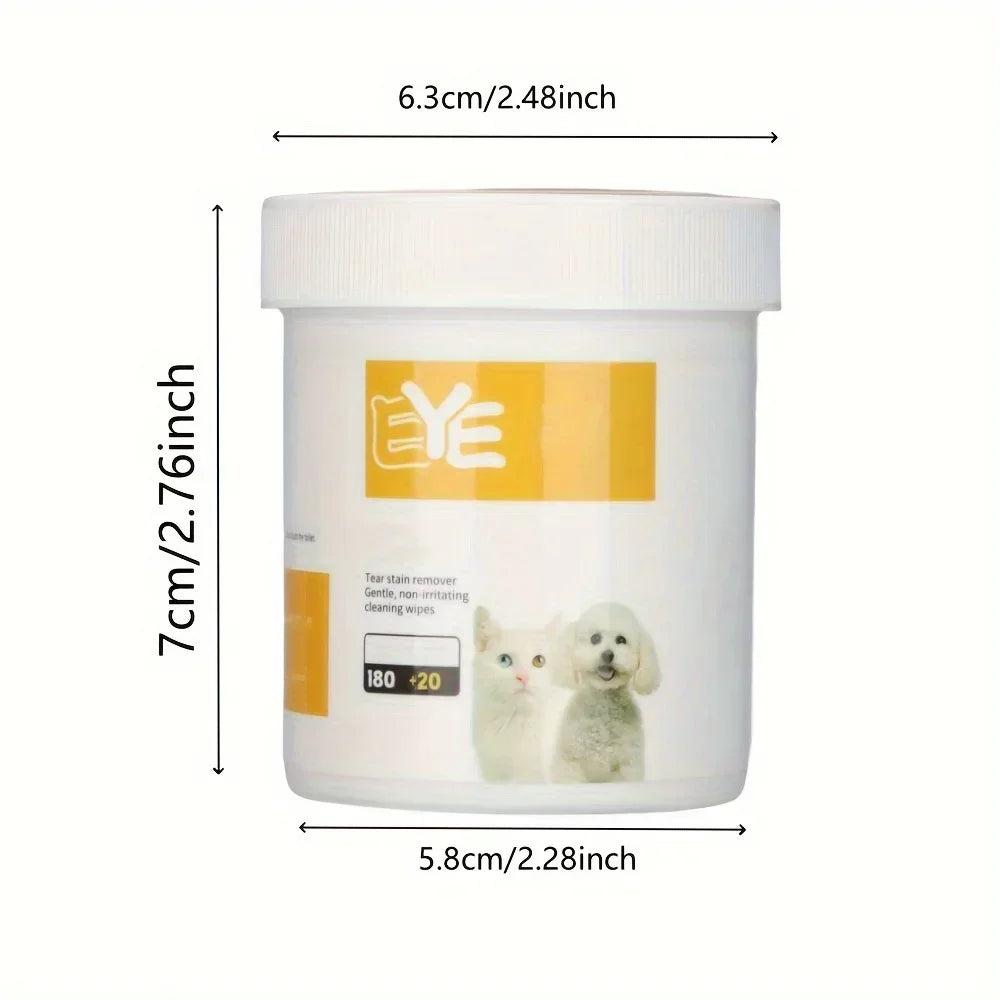 200pc Pet Eye Wipes – Tear Stain Remover for Dogs & Cats