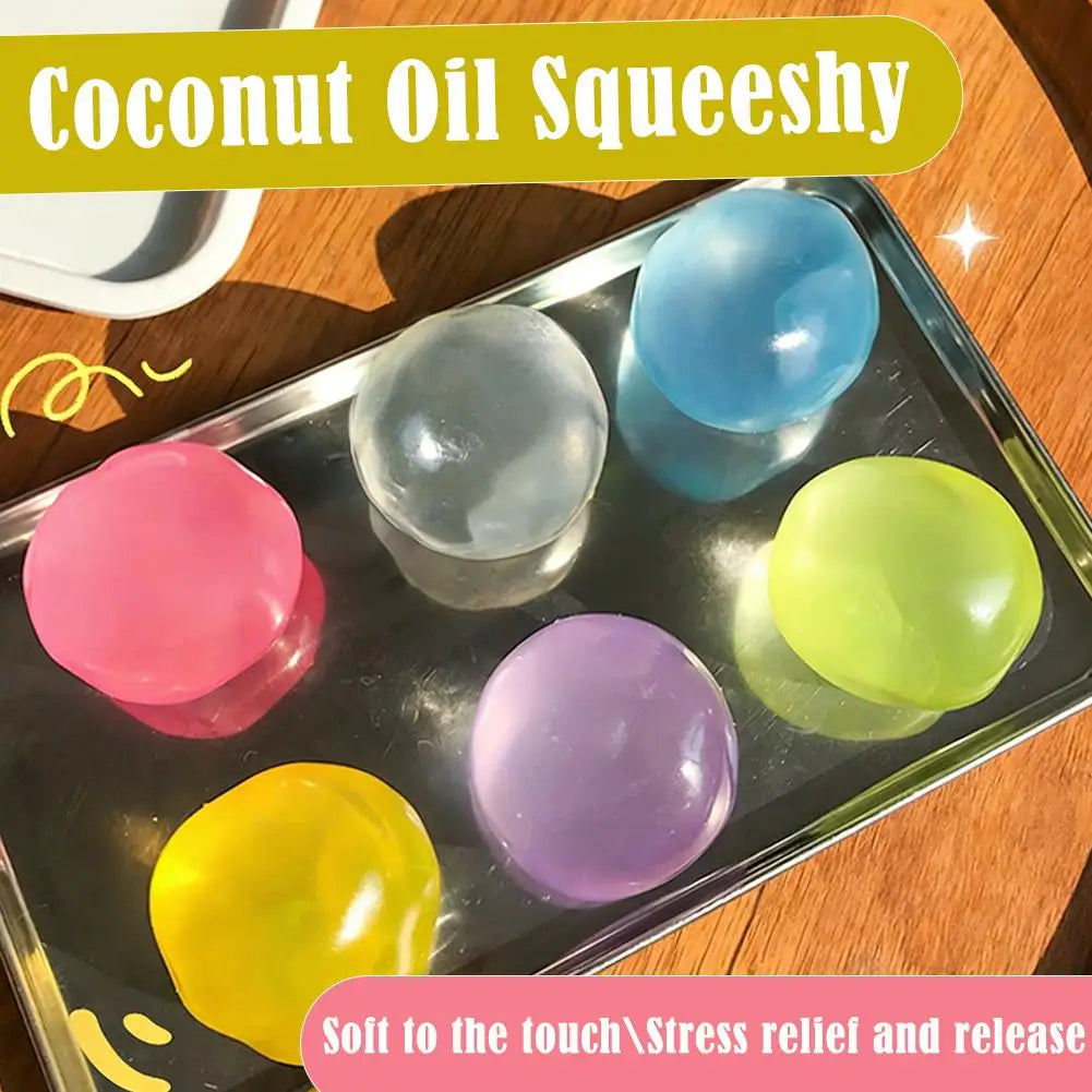 Transparent Squishy Ball TPR Soft Elastic Sensory Fidget Toy Portable Stress Relief Decompression Hand Squeeze Toy for Gift Peaceful Pleasures Health and Wellness