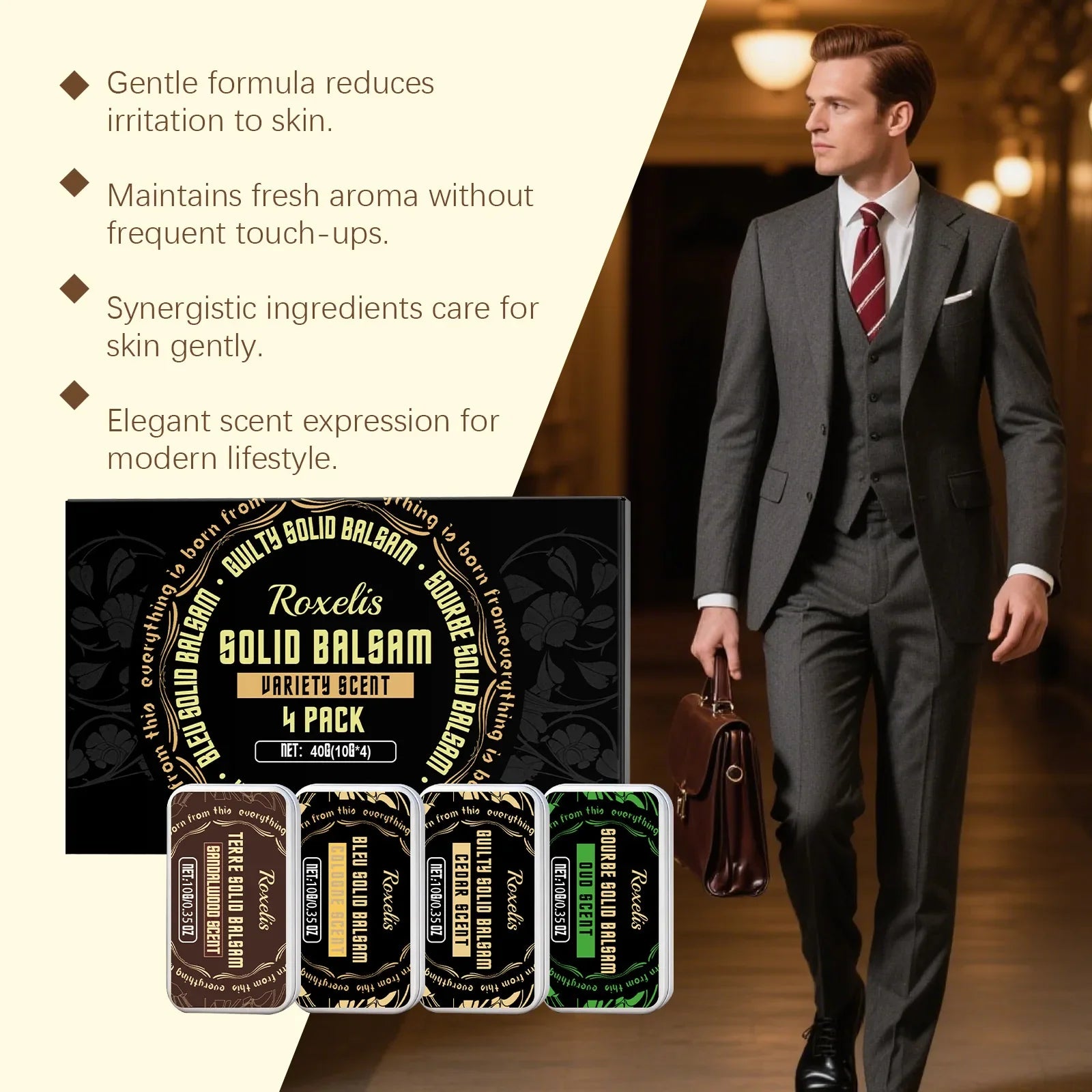 Roxelis Solid Perfume Set – Fresh Long-Lasting Men's Fragrance Men's Solid Perfume Oasis Select