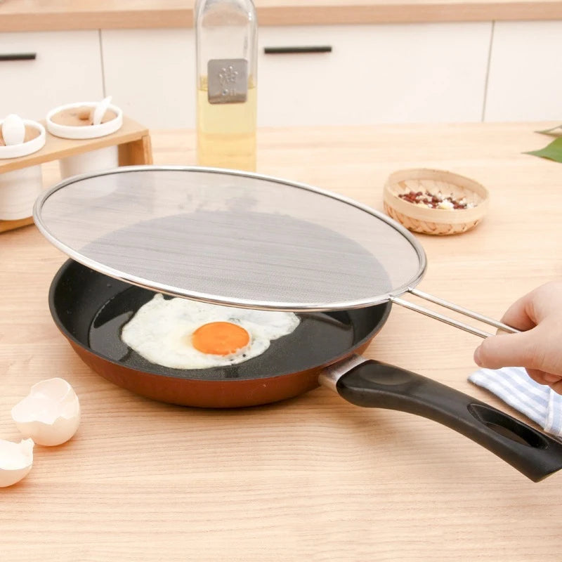 Stainless Steel Oil Proof Mesh Cooking Anti Splatter Split Guard Splatter Proof Oil Cover Mesh Pot Lid Cooking Kitchen Gadget Peaceful Pleasures Health and Wellness