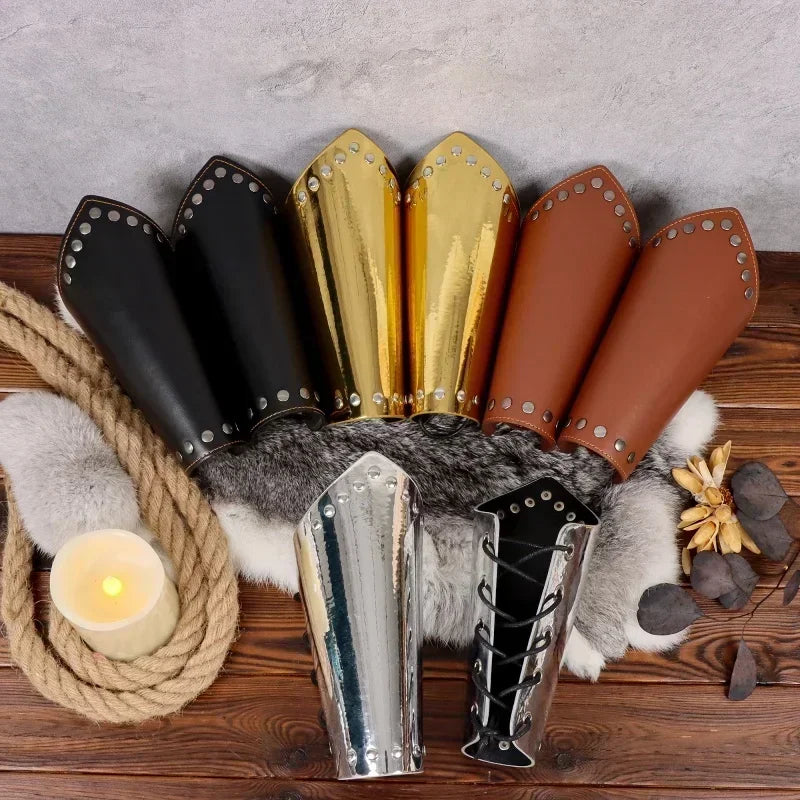 Viking Cosplay Medieval Steampunk Rock Wristband Pair Gloves Retro