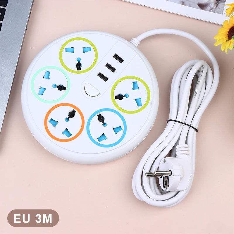New EU US Plug 2/3Pin Universal Power Strip TypeC 3 USB Port 5 Way Outlet 2/3/5M Extension Power Socket Charge Electrical Socket Peaceful Pleasures Health and Wellness EU 2Pin 3M