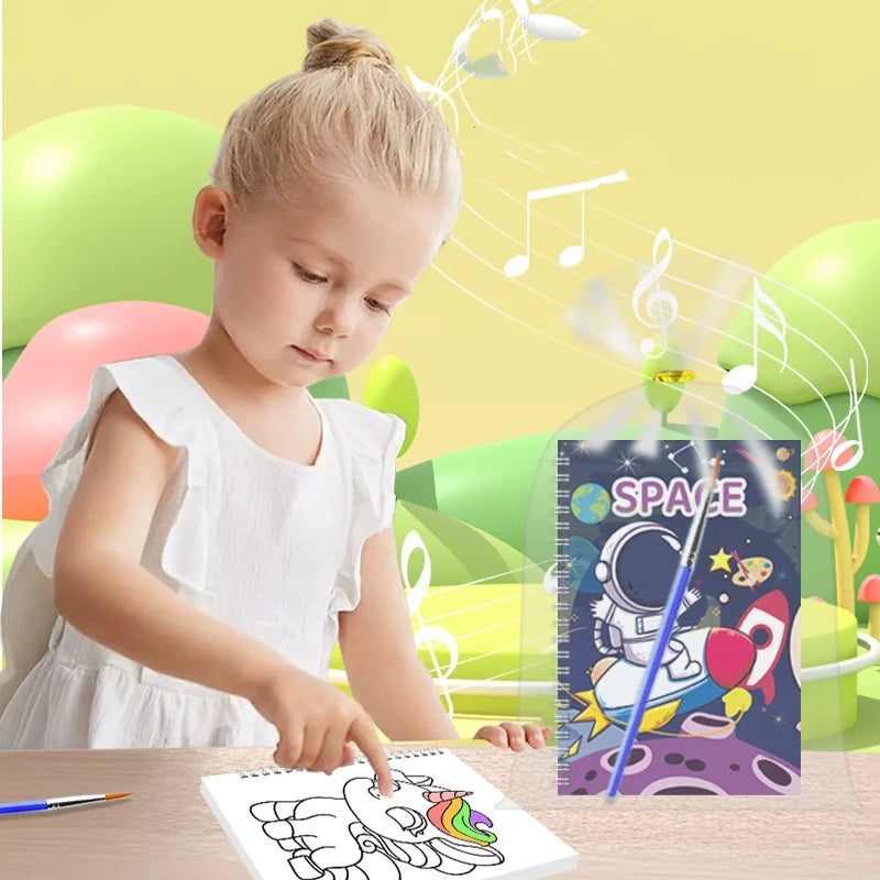 Reusable Watercolor Coloring Book Toddlers Kids Paints Animal Designs
