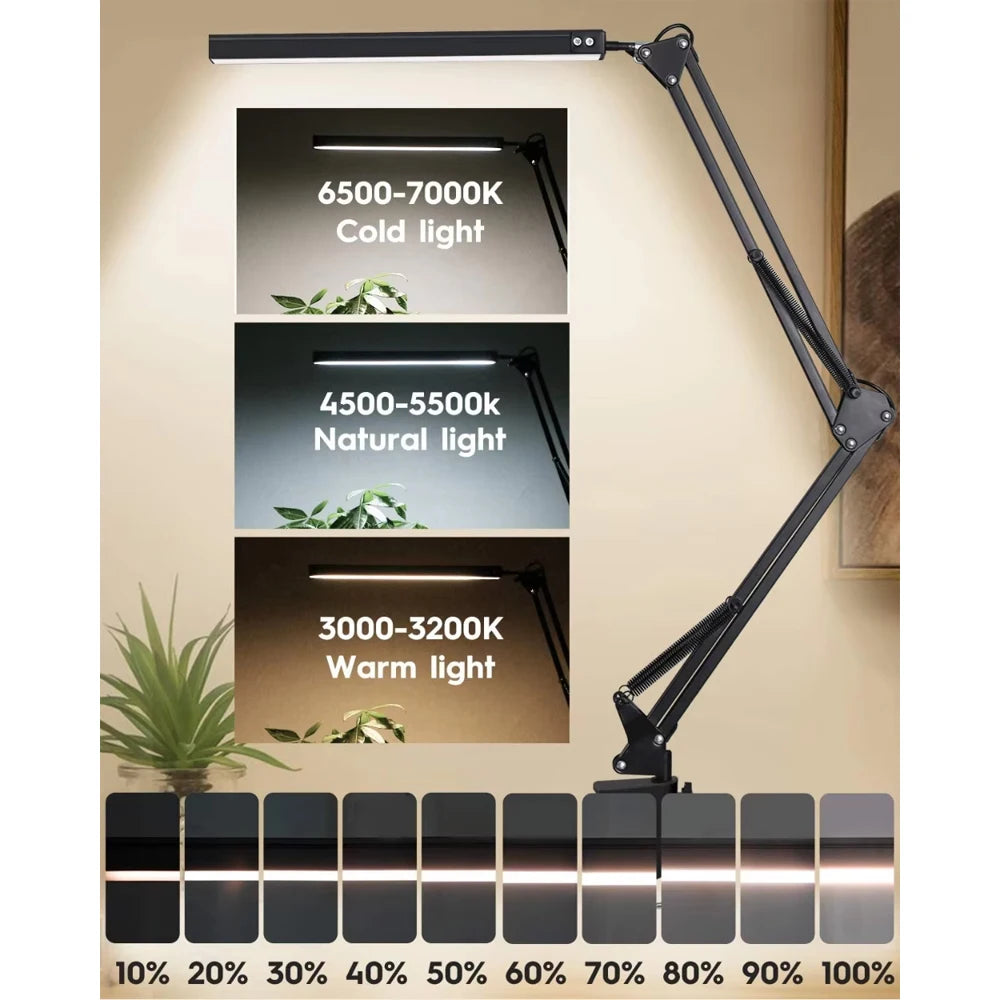 Desk lamp,LED desk lamp with rocker arm,adjustable Angle,10 brightness levels,3 lighting modes,fixture,eye-protecting learning Peaceful Pleasures Health and Wellness