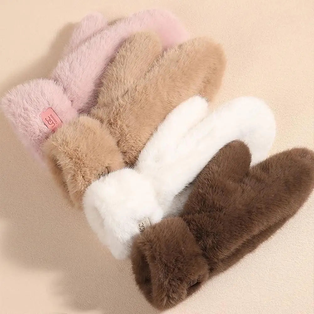 Anti-cold Keep Warm Thickened Gloves Winter Solid Color Warm Gloves Students Fashionable and Cute Multi-finger Windproof Gloves Peaceful Pleasures Health and Wellness