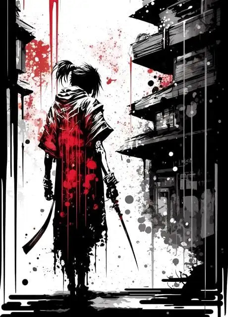 Japanese Geisha Samurai Canvas Wall Art Poster | Home Decor Canvas Wall Art Peaceful Pleasures Health and Wellness 02 50x70cm Unframed