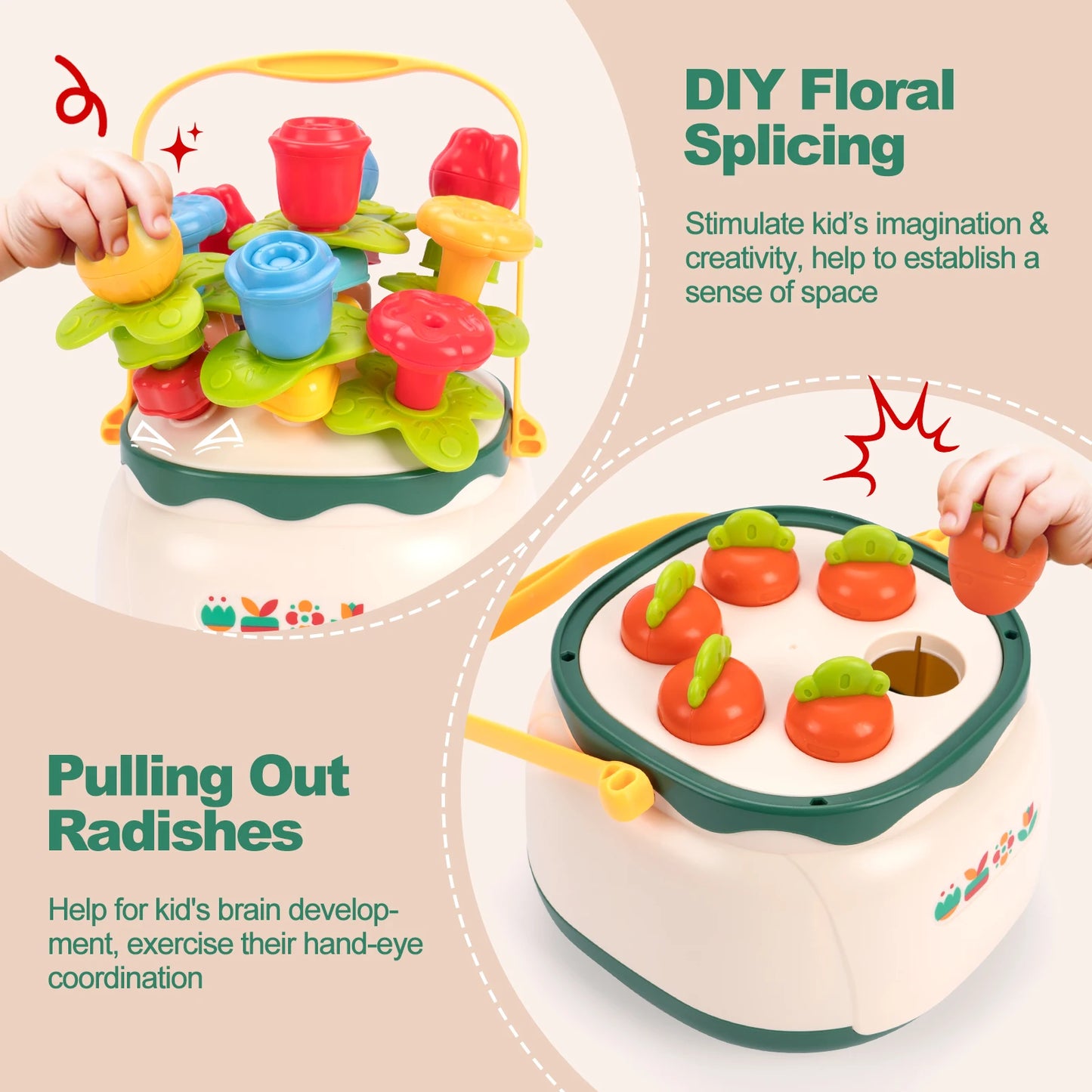 4in1 Baby Montessori Toy Toddler Shape Sorting Blocks Training Beads