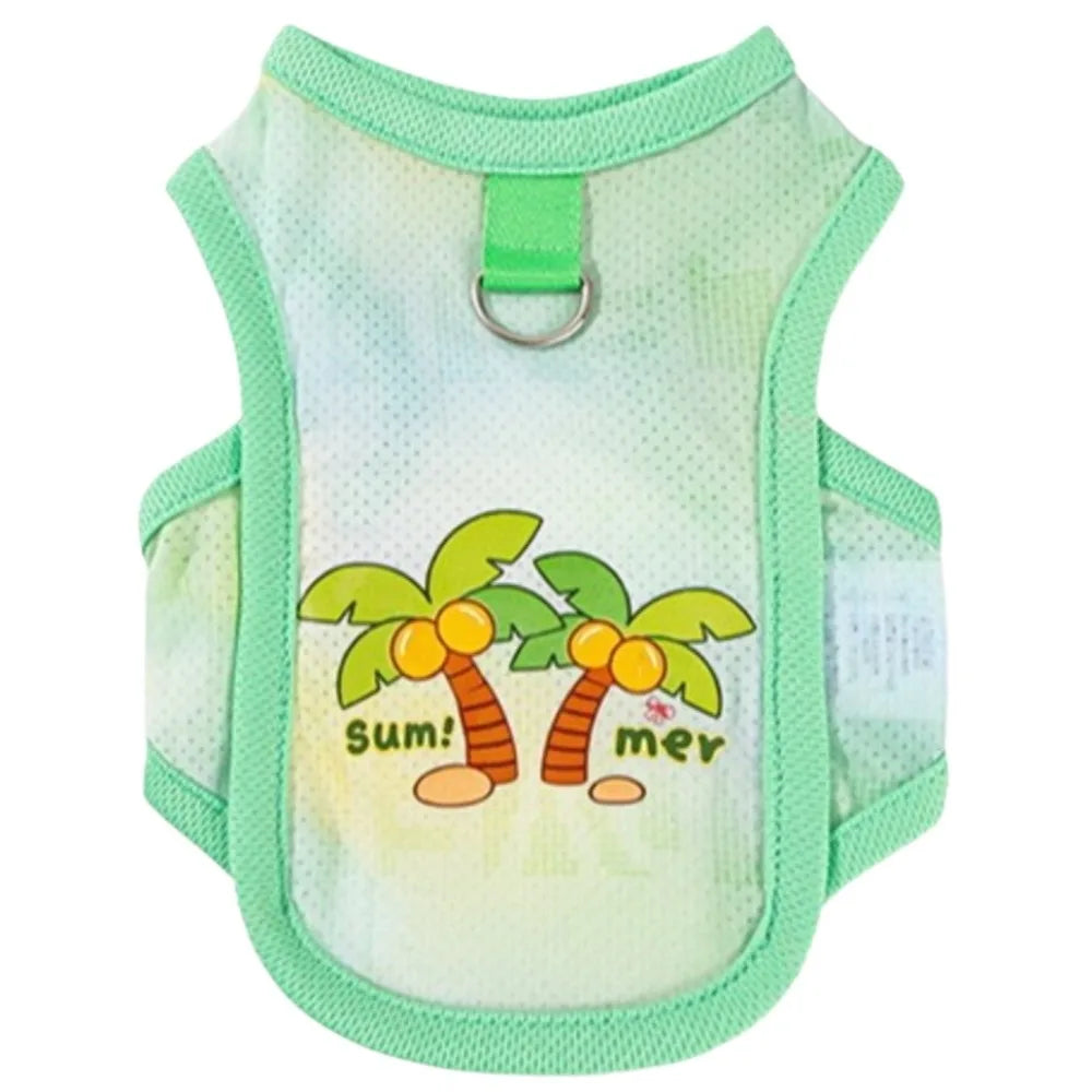 Striped Mesh Dog Cooling Vest | Ice Silk Bear Pattern T-Shirt