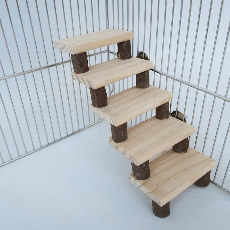 Natural Wood Parrot & Hamster Ladder Perch Chew Toy Stick