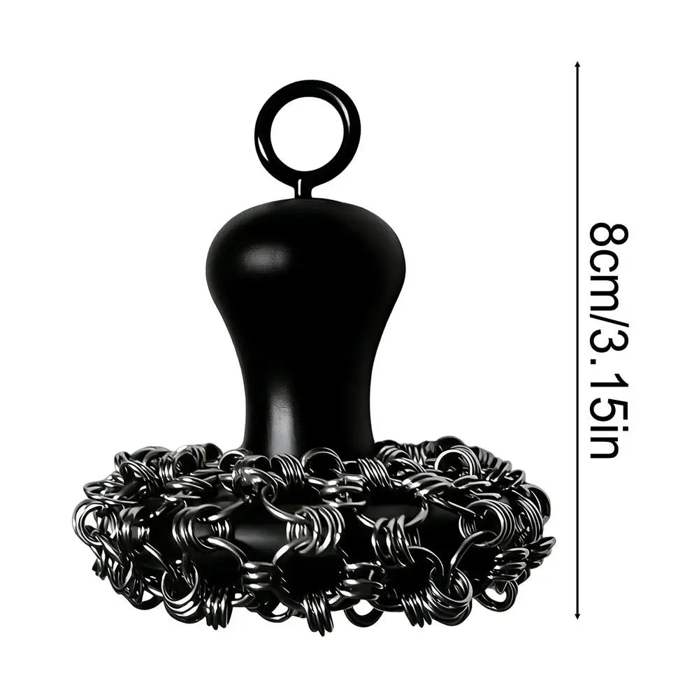 Cast Iron Scrub Brush | 316 Steel & Silicone Ergonomic Handle Cast Iron Scrub Brush Peaceful Pleasures Health and Wellness Black China Mainland