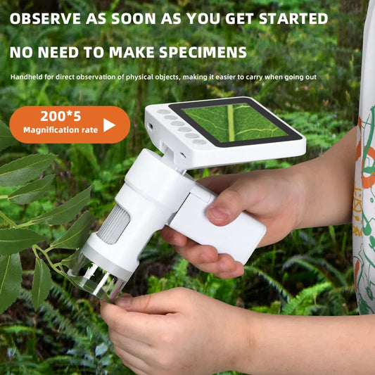 Handheld Microscope Digital Fhd1080P 3.5" Screen for Photo/video Observe Outdoor Tool Portable Pocket Microscope Peaceful Pleasures Health and Wellness WHITE