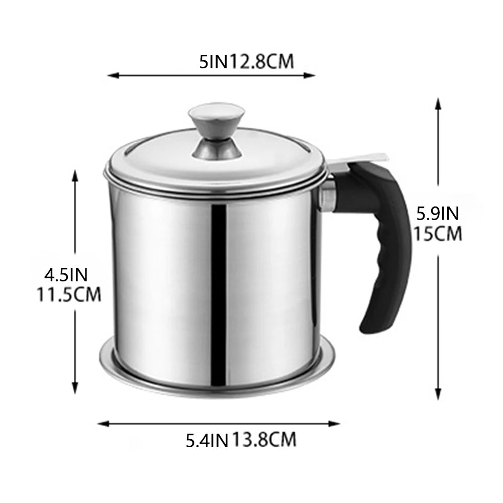 304 Stainless Steel Oil Filter Pot,Fine Strainer Mesh Cooking Oil Storage Can,Reusable Large Capacity Oil Filter Cup For Kitchen Peaceful Pleasures Health and Wellness