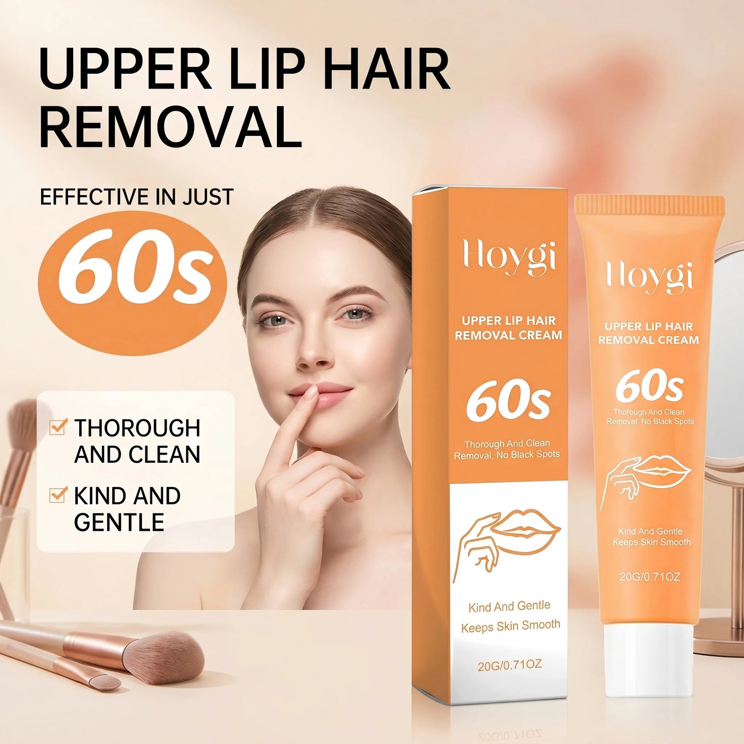 Upper Lip Hair Removal Cream Painless Hair Growth Inhibitor Facial Hair Remover for Women Smooth Upper Lip Skin Depilatory 20g Peaceful Pleasures Health and Wellness