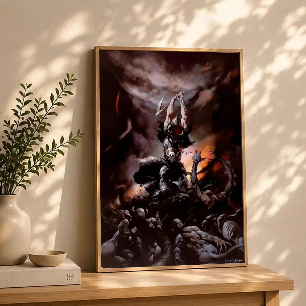 Frank Frazetta HD Poster – Self-Adhesive Waterproof Wall Art Wall Art Poster Peaceful Pleasures Health and Wellness