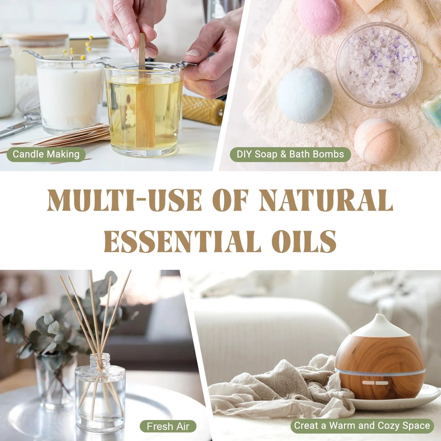 EUQEE 100ml Essential Oils – Lavender, Vanilla, Lemon & Cinnamon