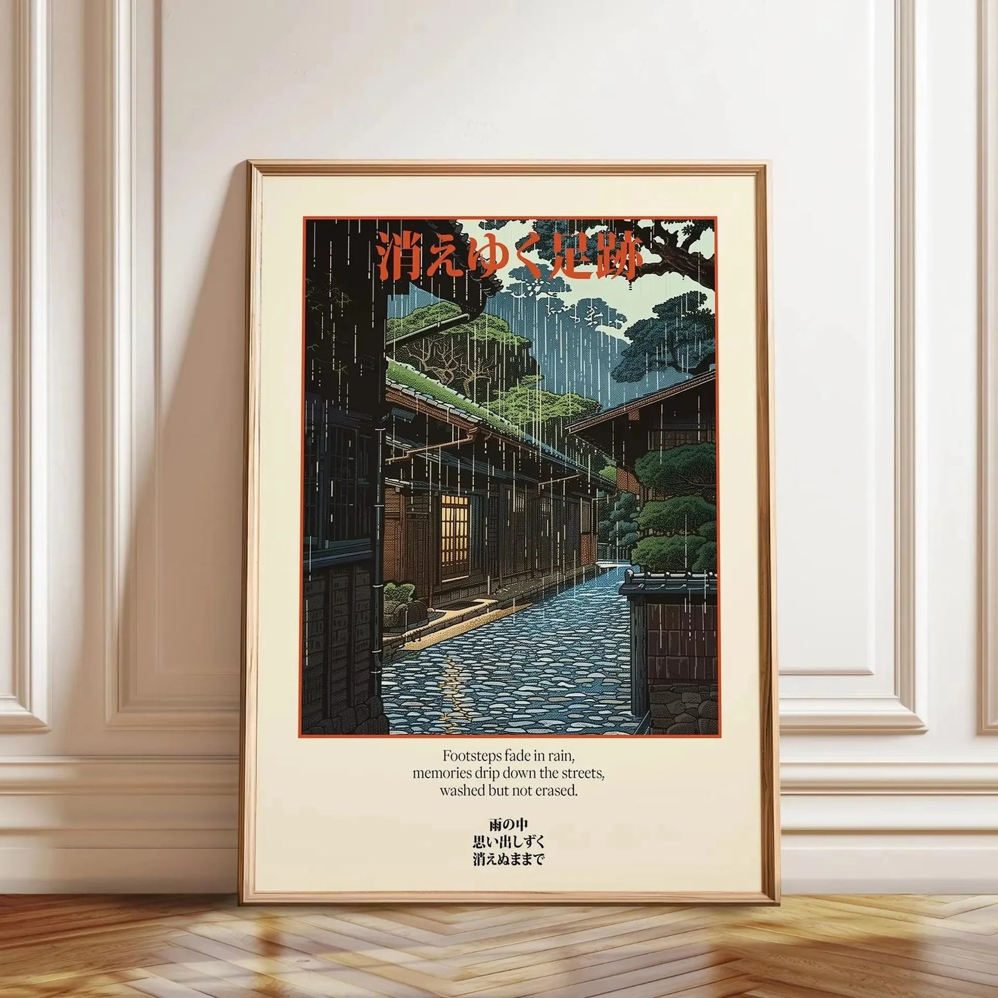 Retro Japanese Railway Landscape Canvas Print Tokyo Rainy Night Street Wall Art Poster for Modern Living Room Bedroom Home Decor Peaceful Pleasures Health and Wellness WO771 20x30cm Unframed