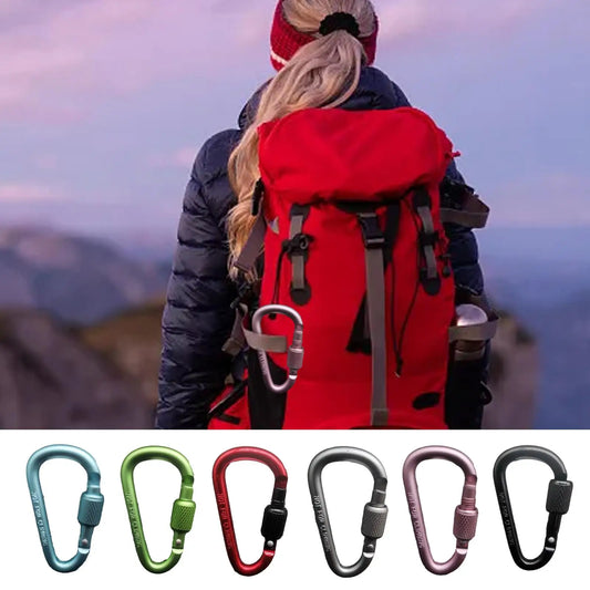 Aluminum Alloy D-Shape Locking Carabiner – Camping & Hiking Locking Carabiner Peaceful Pleasures Health and Wellness