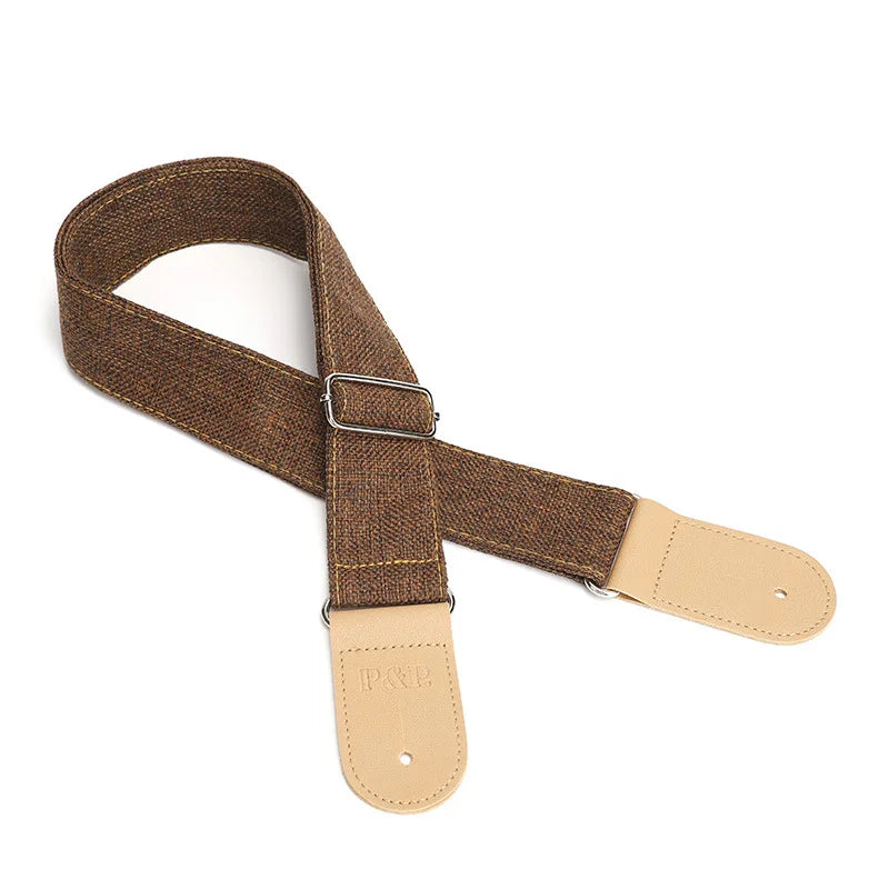 P Guitar Strap Leather Acoustic Widening Straps Classical Wooden