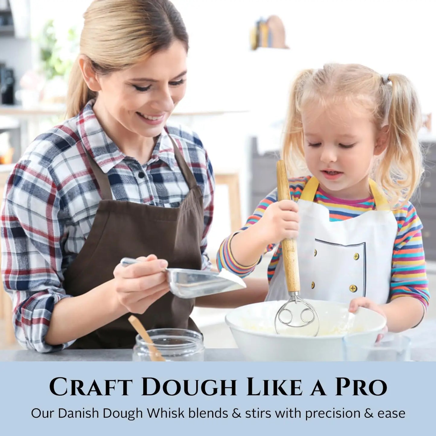 10Inch Danish Dough Whisk,Traditional Wooden Handle Danish Stainless Steel Dough Hook,Bread Whisk for Sourdough, Kitchen Tools Peaceful Pleasures Health and Wellness